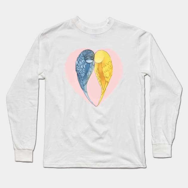 Heart Budgies Long Sleeve T-Shirt by merue